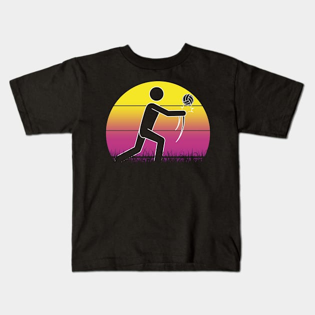 Travel back in time with beach volleyball - Retro Sunsets shirt featuring a player! Kids T-Shirt by Gomqes